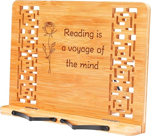 MEGREZ Soporte plegable de bambú para libros (13.2 x 9.4 pulgadas), soporte para libros de texto, documentos, tabletas, soporte para libros de