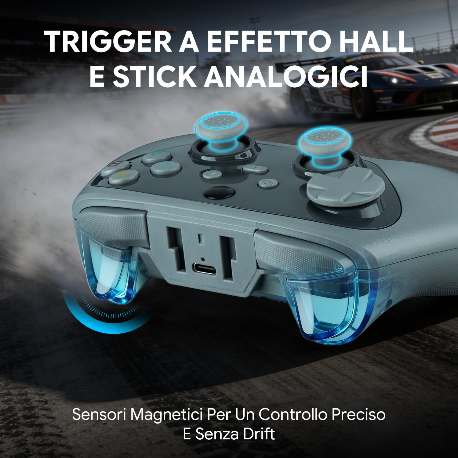 NITHO KARMA Controller Wireless Compatibile con Switch, Switch 2, PC, iOS e Android, Gamepad con Hall Effect, Tasti Posteriori Programmabili, Turbo, Giroscopio a 6 Assi e Doppia Vibrazione – Grigio