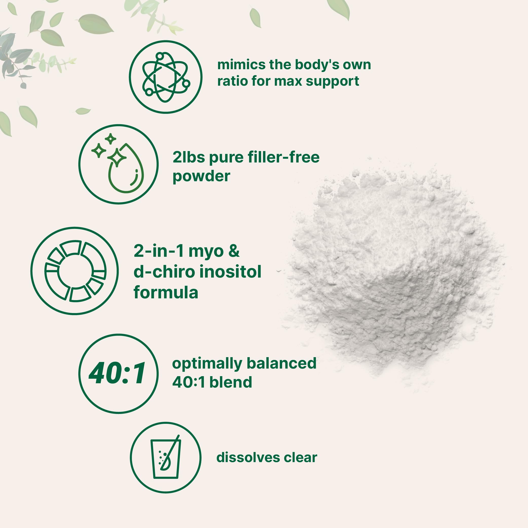 Micro Ingredients Myo-Inositol & D-Chiro Inositol Powder, 2lb (442 Servings) | 40:1 Ideal Ratio Inositol Supplement for Women | Supports Hormonal Balance & Ovarian Health | Non-GMO, Vegan, Filler-Free