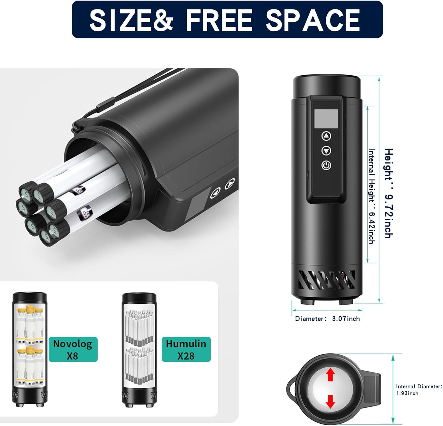 Portable Insulin Cooler with USB Charger - Diabetic Travel Medication Cooler, Car Refrigerator for Medicine Storage, Compact Cooling Organizer (Requires Continuous Power) Black
