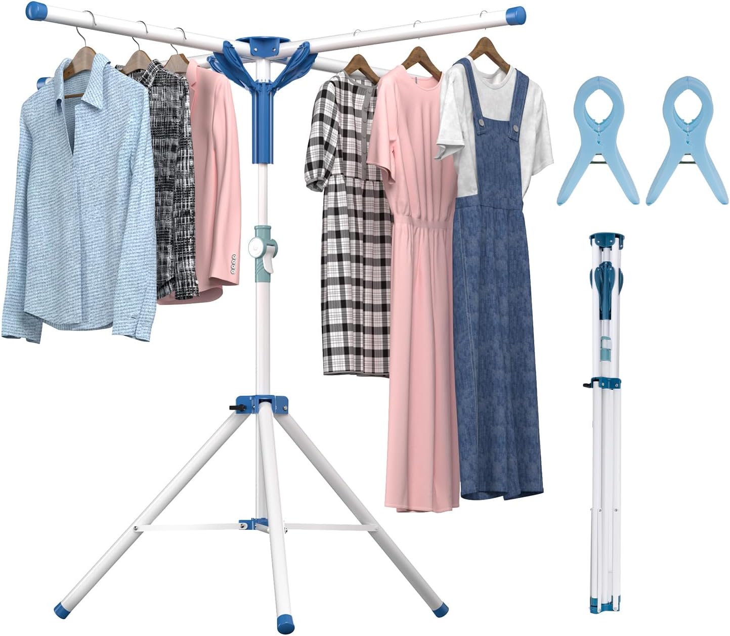 Wuciray Soporte Plegable Extensible para Secadora de Ropa Soporte para Ahorrar Espacio para Acampar Secadora Estante para Lavar Tendedero Torre Plegable para Balcón Interior y Exterior