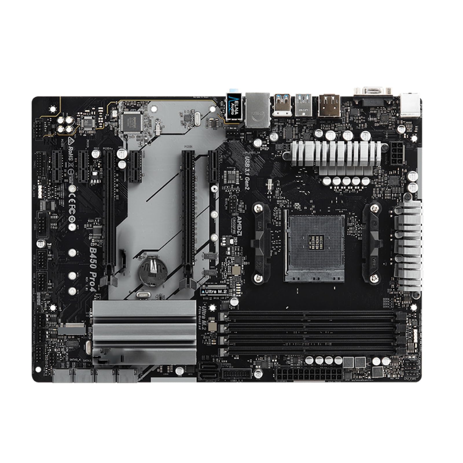 Placa Base Placa Base Fit For ASRock B450 PRO4 Compatible con 5950X 5800X3D 5700X3D R5 5600X 5600G CPU 4xDDR4 3200 MHz 128GB M.2 HDMI ARGB mATX