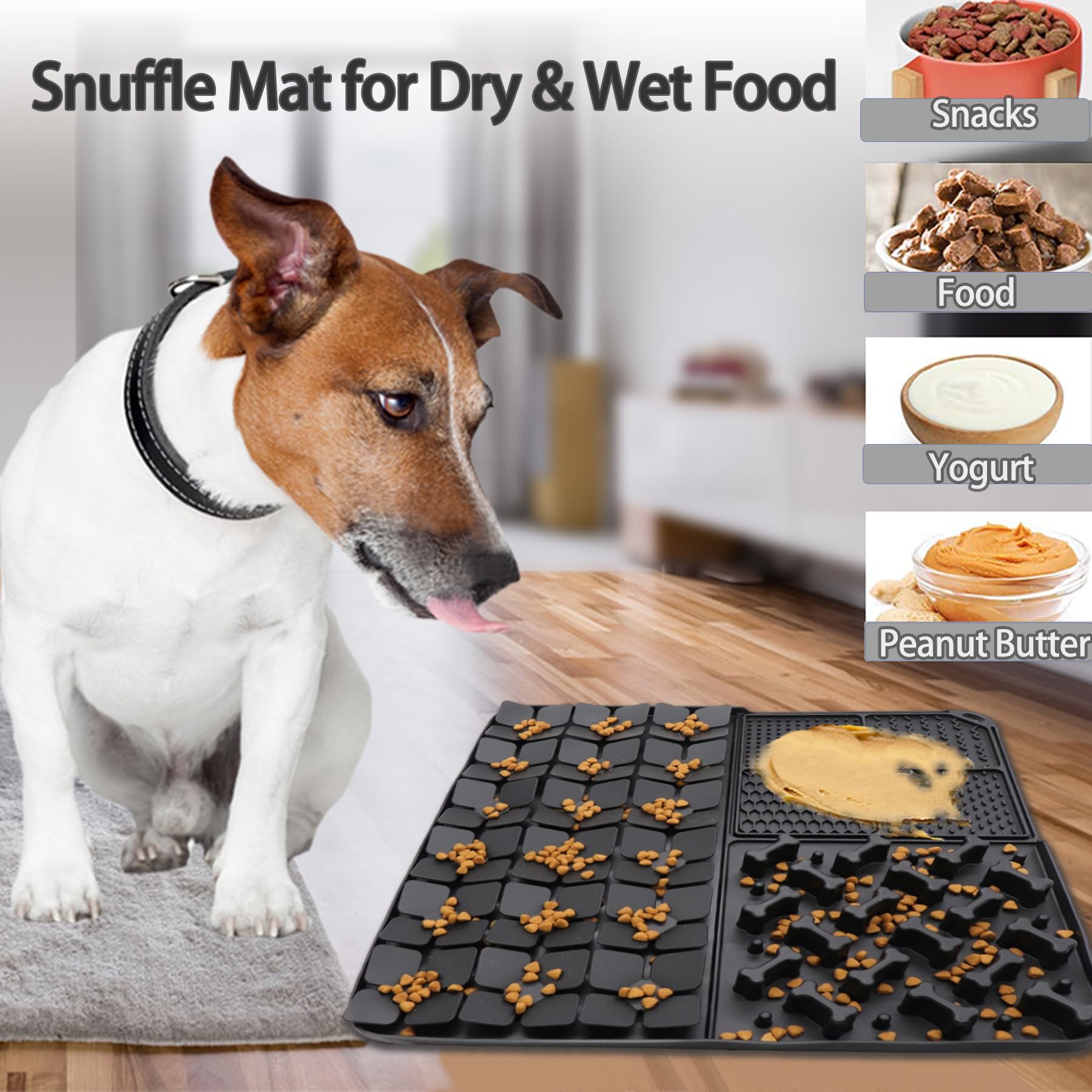 Silikon-Schnüffelmatte für Hunde, langsam füttern, Leckmatte mit Saugnäpfen für langsames Fressen, fördert die natürliche Futtersuche, lindert Stress, Haustier-Schnüffelmatte für kleine