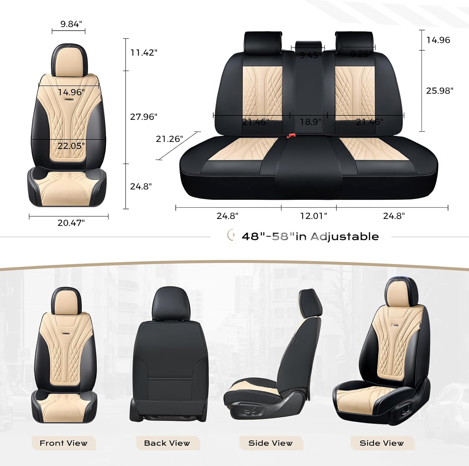 Coverado Car Seat Covers, Car Seat Covers Front Seats, 2-Pack Front Seat Cover, Nappa Leather Waterproof Seat Covers, Car Seat Protectors, Automotive Seat Covers Universal Fit for Most Vehicles