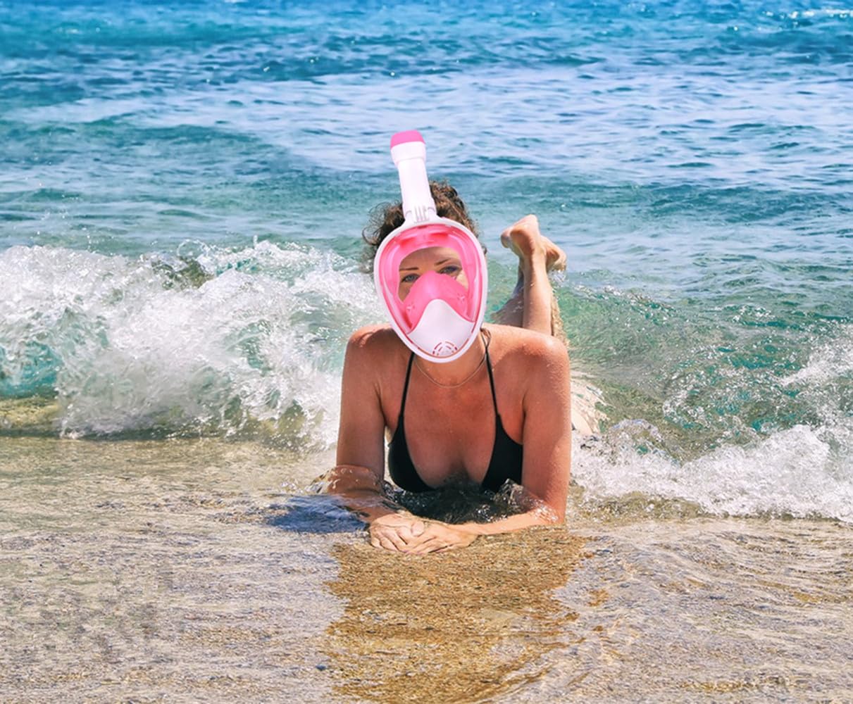 Wsobue Maschera Subacquea, Maschera da Snorkeling per Adulti,Visuale Panoramica 180° Design Pieno Facciale e Compatibile con Videocamere Sportive Maschera per Immersioni