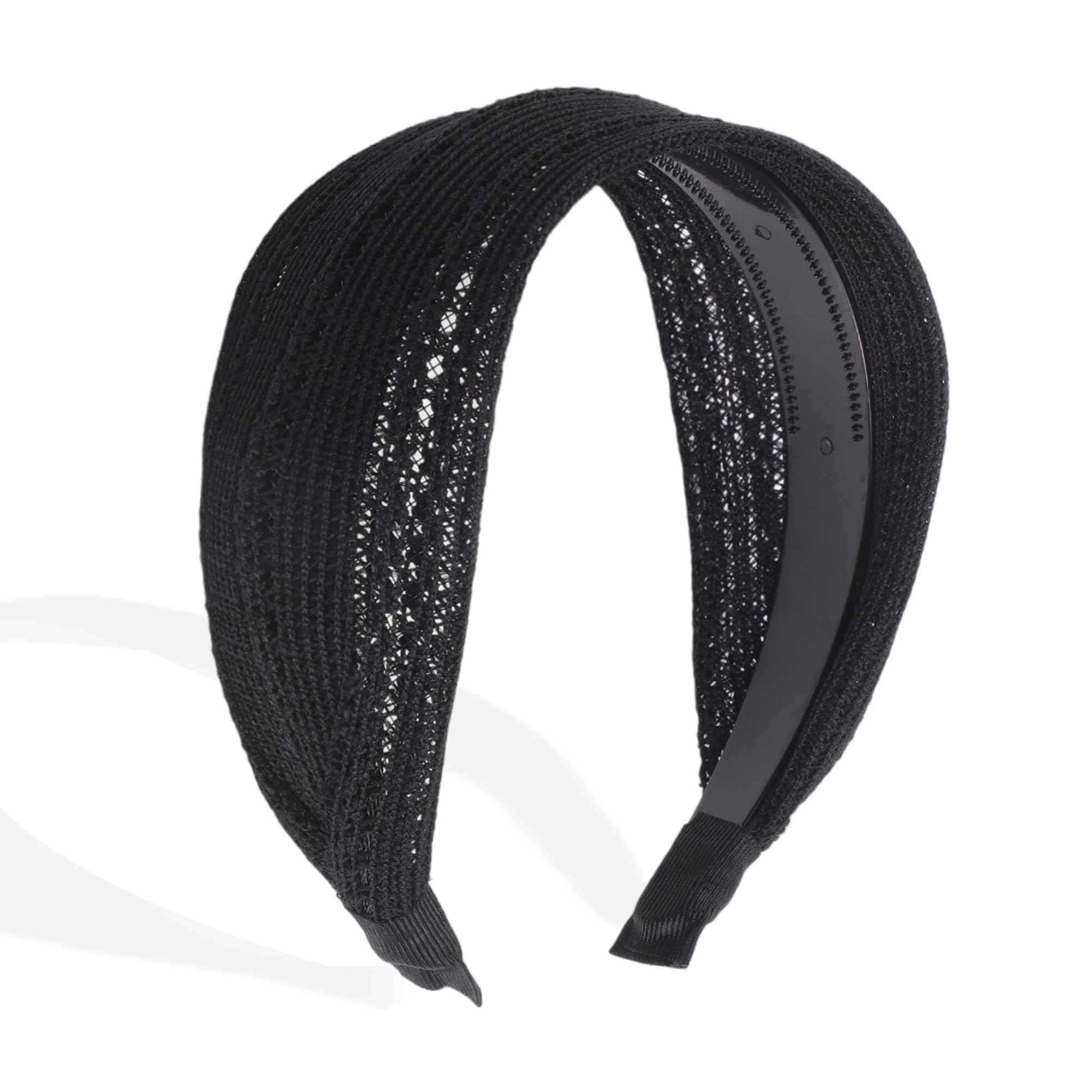 VOCOSTE Wide Headbands for Women - Non-slip, Extra Wide Bohemia Thick Headbands with Teeth, Black