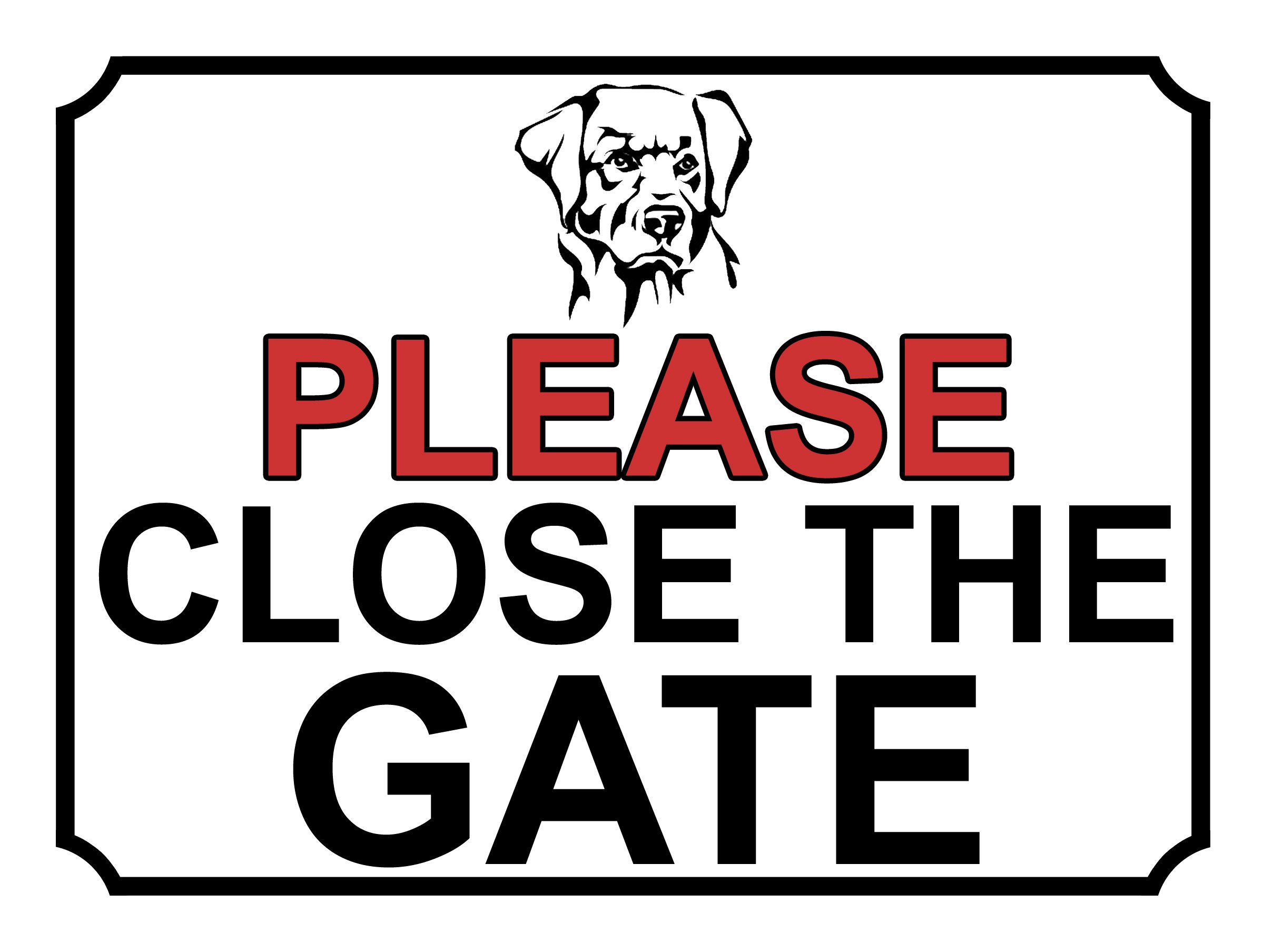 SHAWPRINT PLEASE CLOSE THE GATE DOG THEME METAL SIGN 267MM X 200MM (471H1L) LARGE 10" X 8"