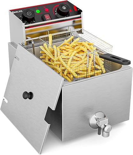 Miniatura 1 de Oarlike Freidora profunda comercial grande eléctrica con encimera de cesta de acero inoxidable para el hogar con drenaje