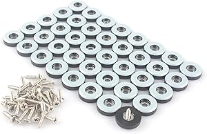 CSFMC Teflon Furniture Sliders Pads(40 Pack 7/8 inch(22mm) Base),Table/Chair/Cabinet/Sofa Small Size PTFE Glides,Stainless Steel Screw on Protect The Floor,Heavy Duty Sliding Block for Furniture