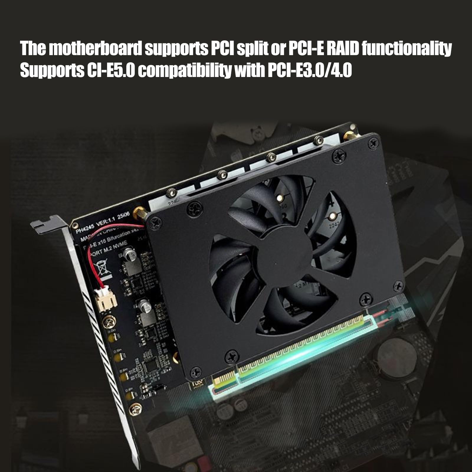Scheda di espansione PCIe X16 supporta scheda di espansione NVMe PCIe X16 con ventola di raffreddamento per adattatore di capacità di archiviazione