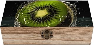 FekiLoot Piece of Kiwi Fruit Wooden Keepsake Box with Hinged Lid Solid Wood Container Boxes Smooth Retro Memory Treasure Case Compact Beautifully Wood Storage Box Small Accessories