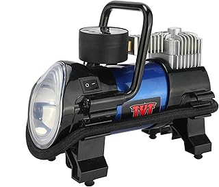TYT Air Compressor Tire Inflator Portable Air Pump,Tire Inflator Portable Air Compressor, Bike Tire Pump with LED Light DC 12V Nozzle Adaptors and Fuse for Car, Balloons and Other Inflatables（Blue）