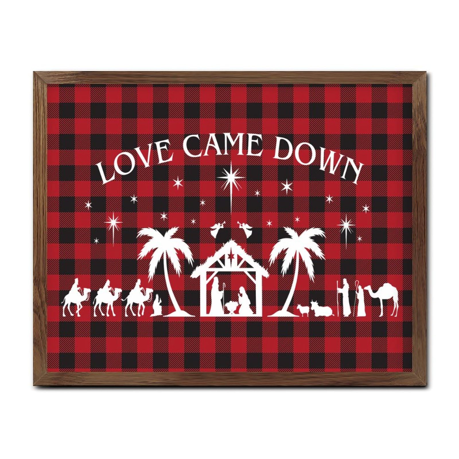Cartello da parete in legno con scritta "Love Came Down", decorazione artistica da parete personalizzata per cristiani cattolici, segni religiosi, cartello da appendere per tavolo, cucina, porta
