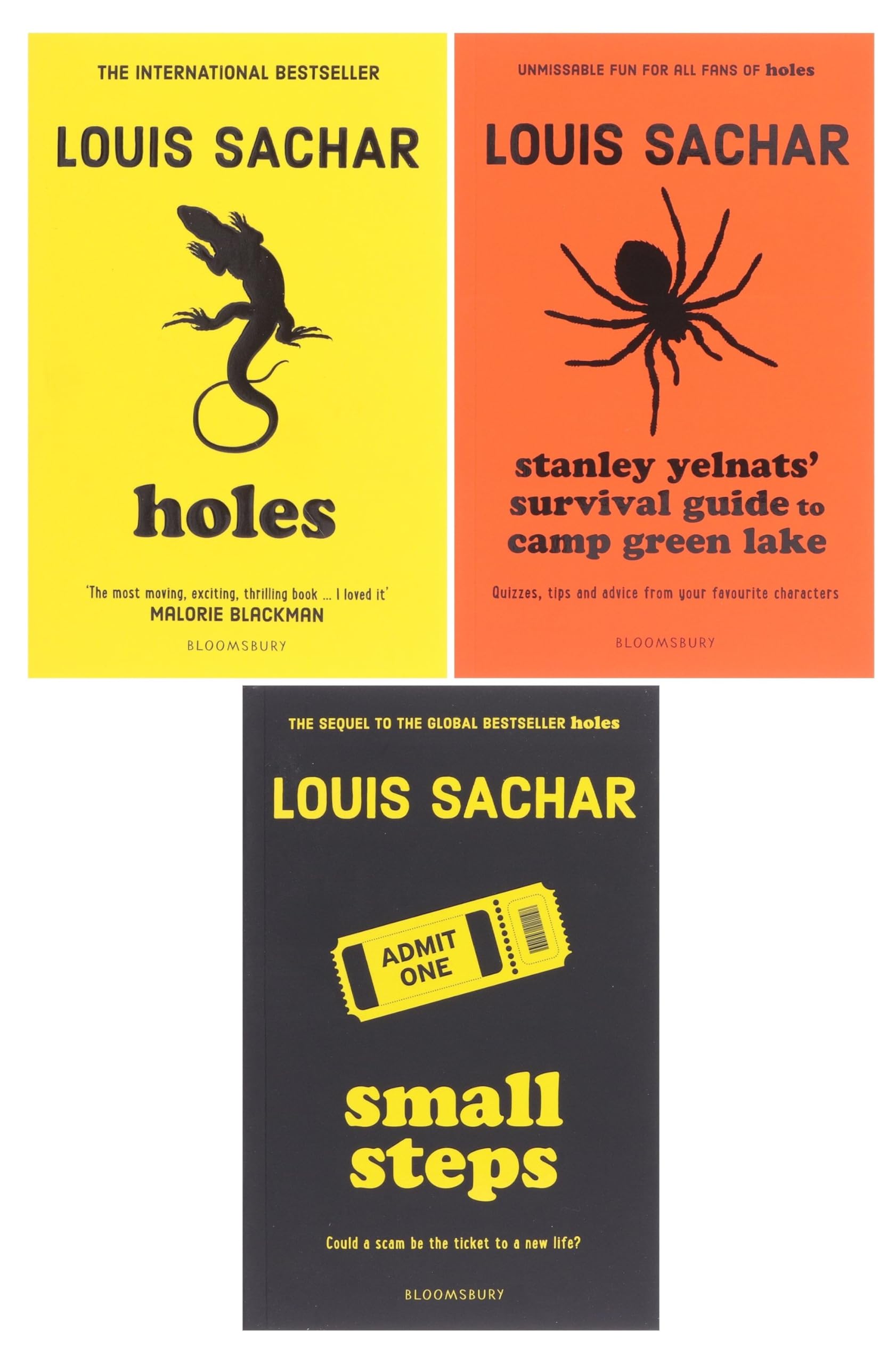 The Holes Series 3 Books Set by Louis Sachar ( Holes, Small Steps, Stanley Yelnats' Survival Guide to Camp Green Lake)