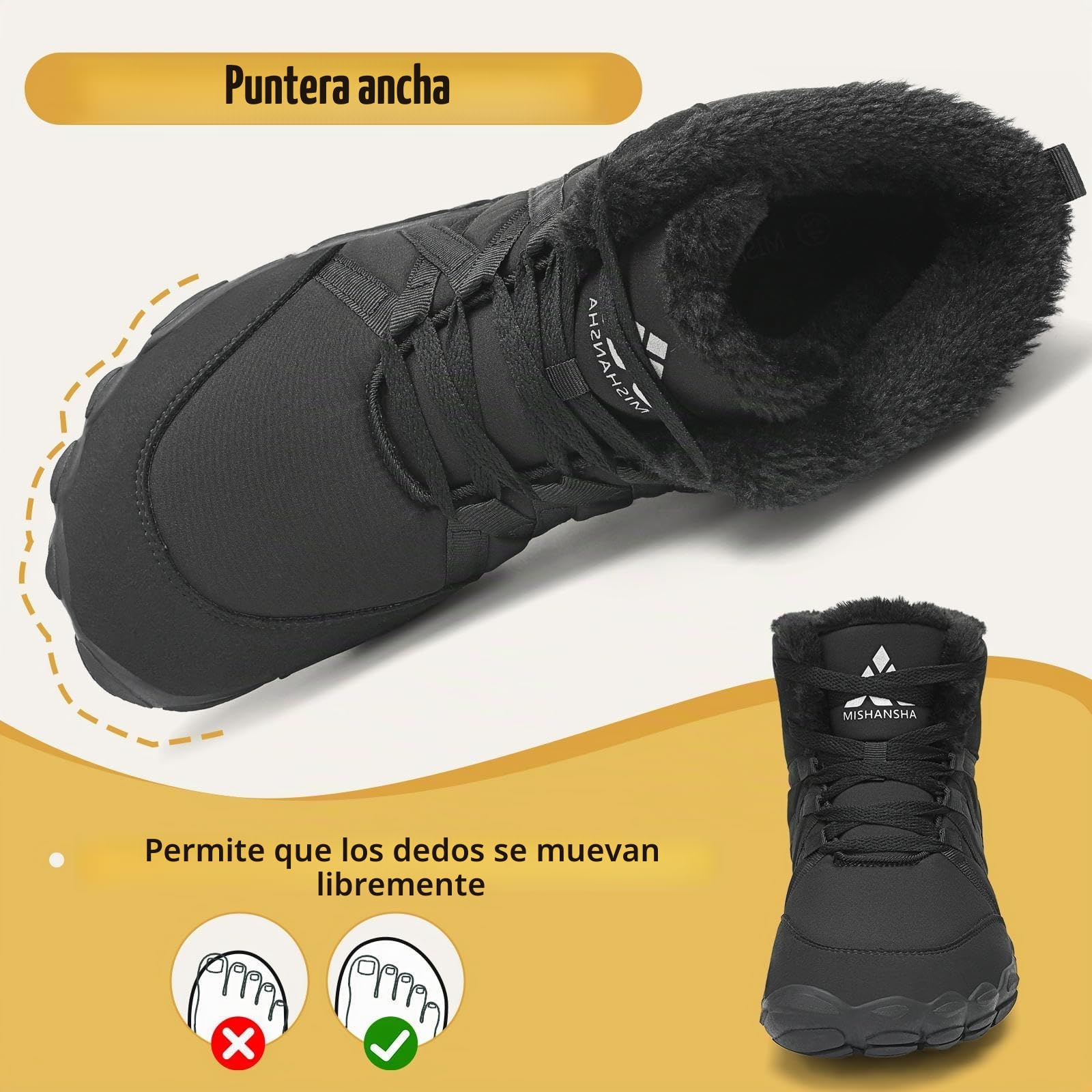 Mishansha Barefoot Botas Invierno Hombre Mujer Cálidos Gr.36-48