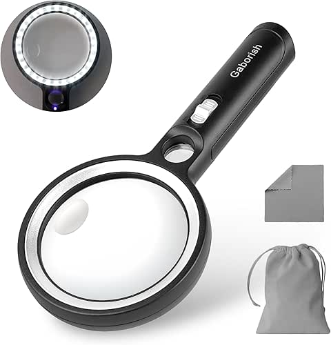 Magnifying Glass with 30 LED Lights, 10X 20X 45X Handheld