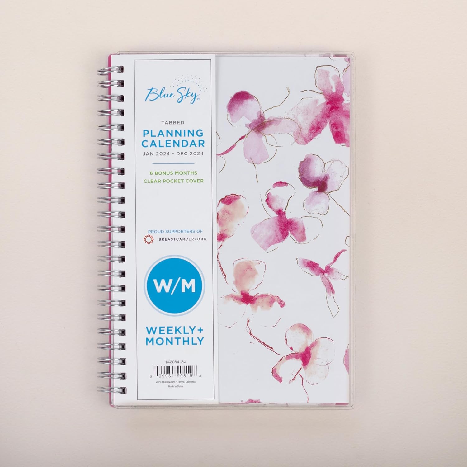 Blue Sky 2024 Weekly and Monthly Planner, January - December, 5" x 8", Clear Pocket Cover, Wirebound, Orchid (142084-24)