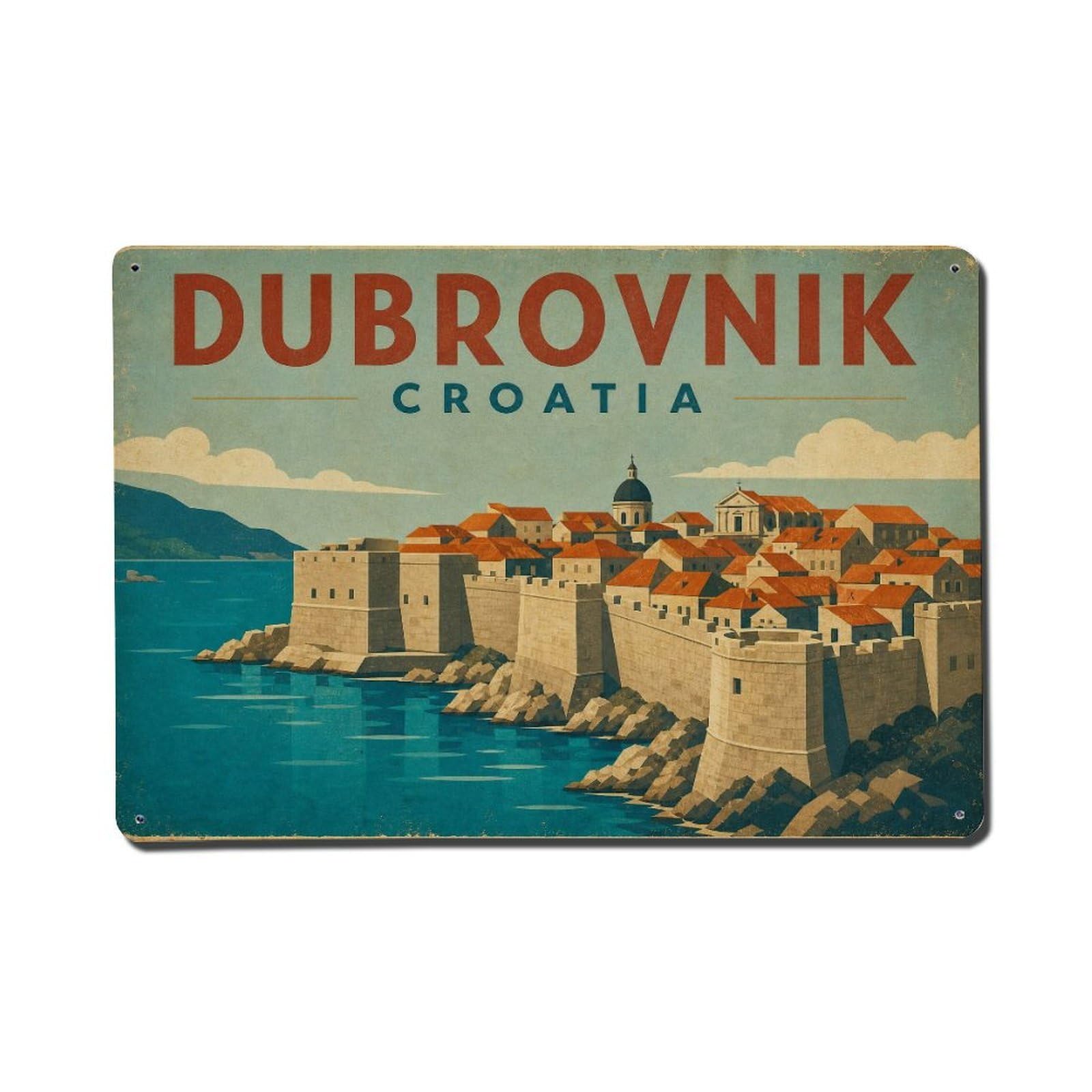 Fqcyn Style Metal Tin Sign Vintage Travel Croatia Dubrovnik