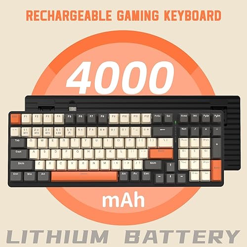 Miniatura 5 de Teclado mecánico inalámbrico, teclado para juegos de 2.4 GUSB-CBluetooth, intercambiable en caliente, almohadilla numérica eficiente, reposamuñecas