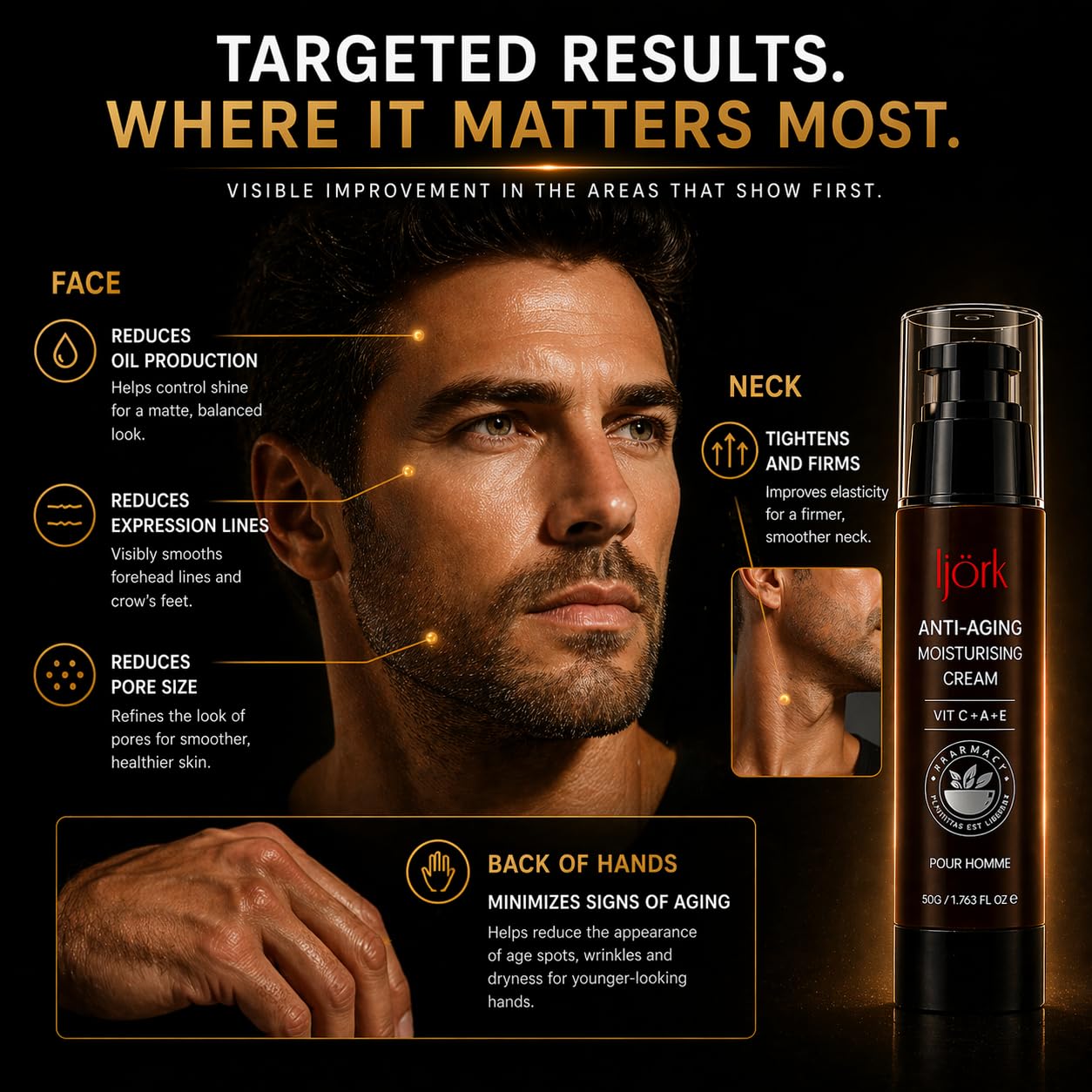 Anti-Aging-Gesichtscreme für Männer mit Kollagen-Peptiden und Anti-Falten, für Gesicht und Hals