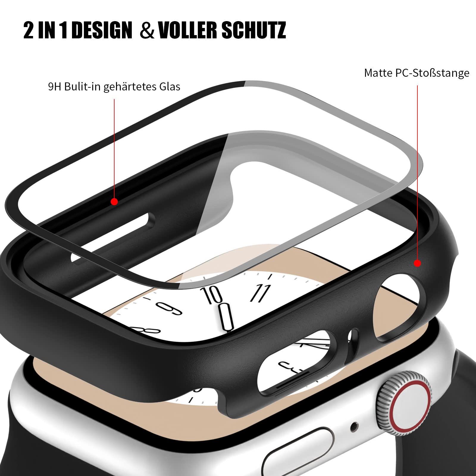 Custodia da 2 pezzi con protezione per lo schermo per Apple Watch