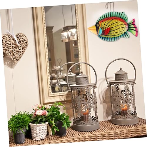 Miniatura 8 de GANAZONO Jardín de hierro forjado peces colgante de pared de metal pez vela arte de pared colgante de peces decoración de peces escultura de pared