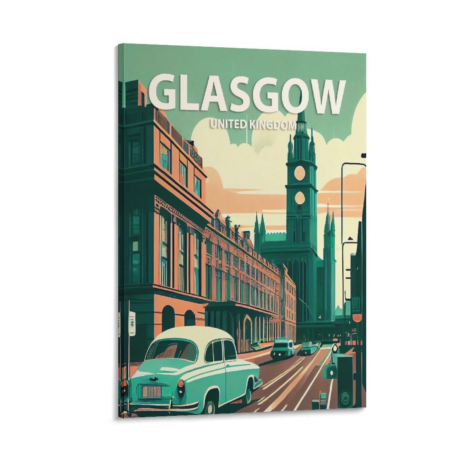 Orbana Frame-Style Glasgow Scotland Vintage Travel Posters Landscape 24X36inch(60X90cm) Canvas Print For Living Room, Bedroom, Dorm, Home, Office Wall Decoration