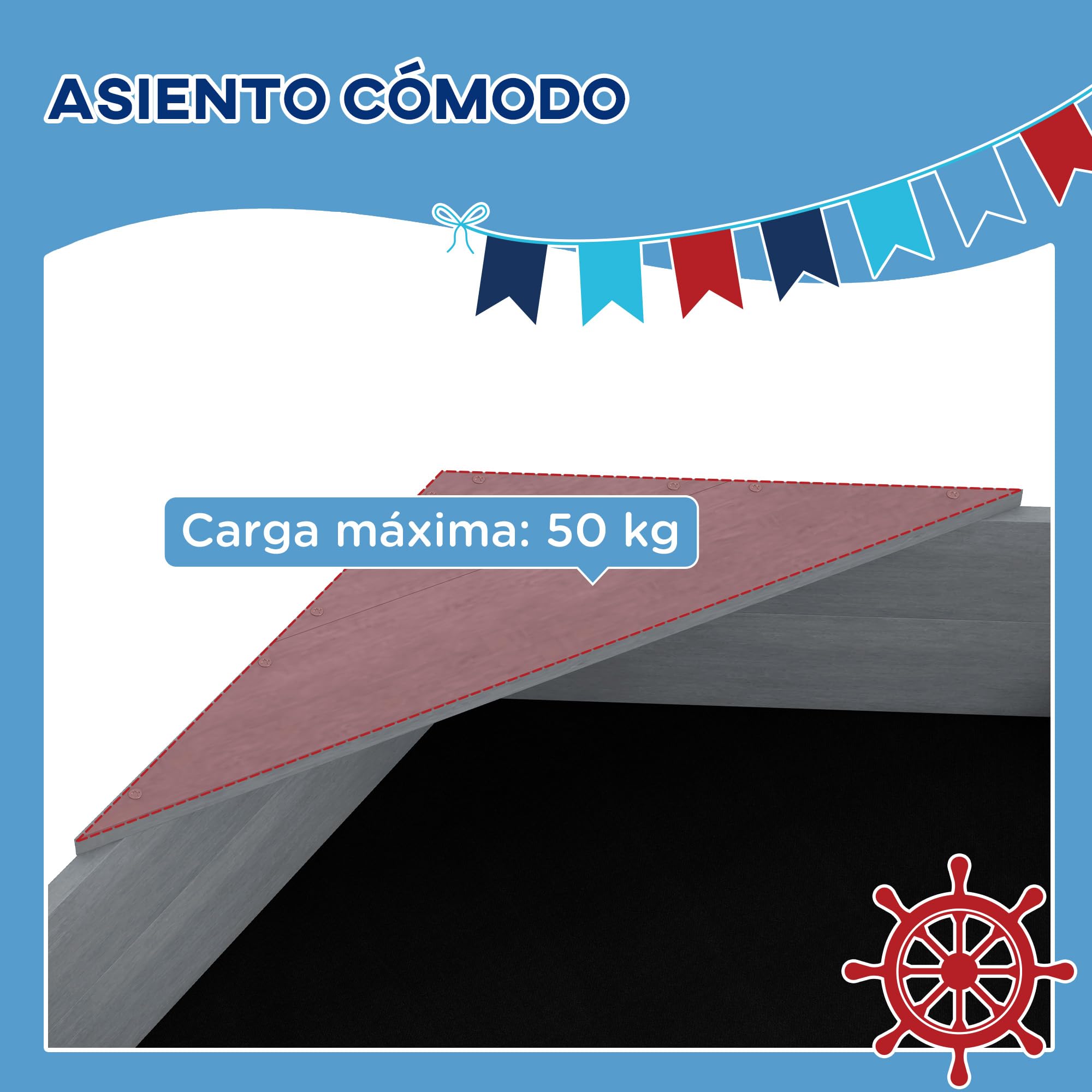 Outsunny Arenero para Niños de Madera Arenero Infantil con Bandera y Timón en Forma de Velero para Patio Jardín 190x90x138 cm GIRS Oscuro