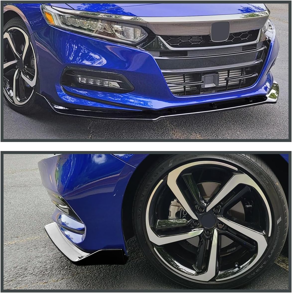 Spec-D Tuning Glossy Black Front Bumper Lip Spoiler Splitter 3PC Compatible with 2018-2020 Honda Accord