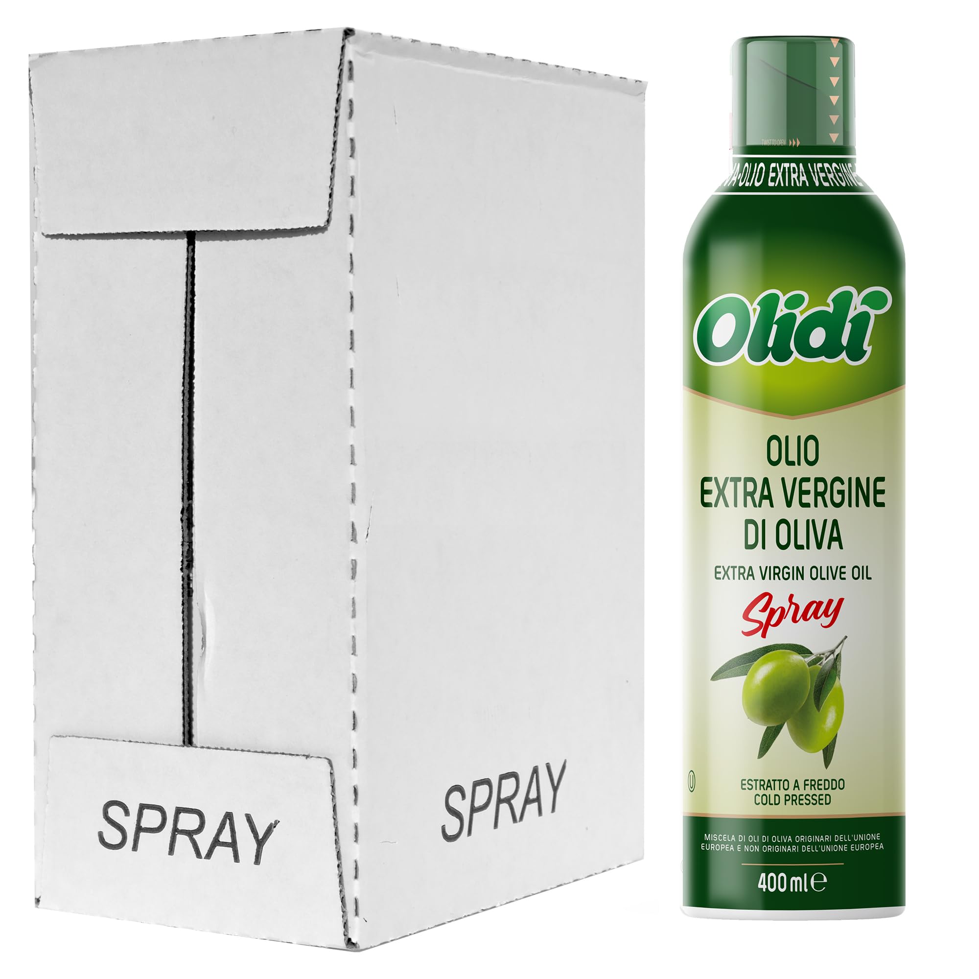 Olidì Olio Extravergine di Oliva Spray, 6x400 ml, Estratto a Freddo, Spray da Cucina, Zero Sprechi e Dosi Precise, Nebulizzatore olio