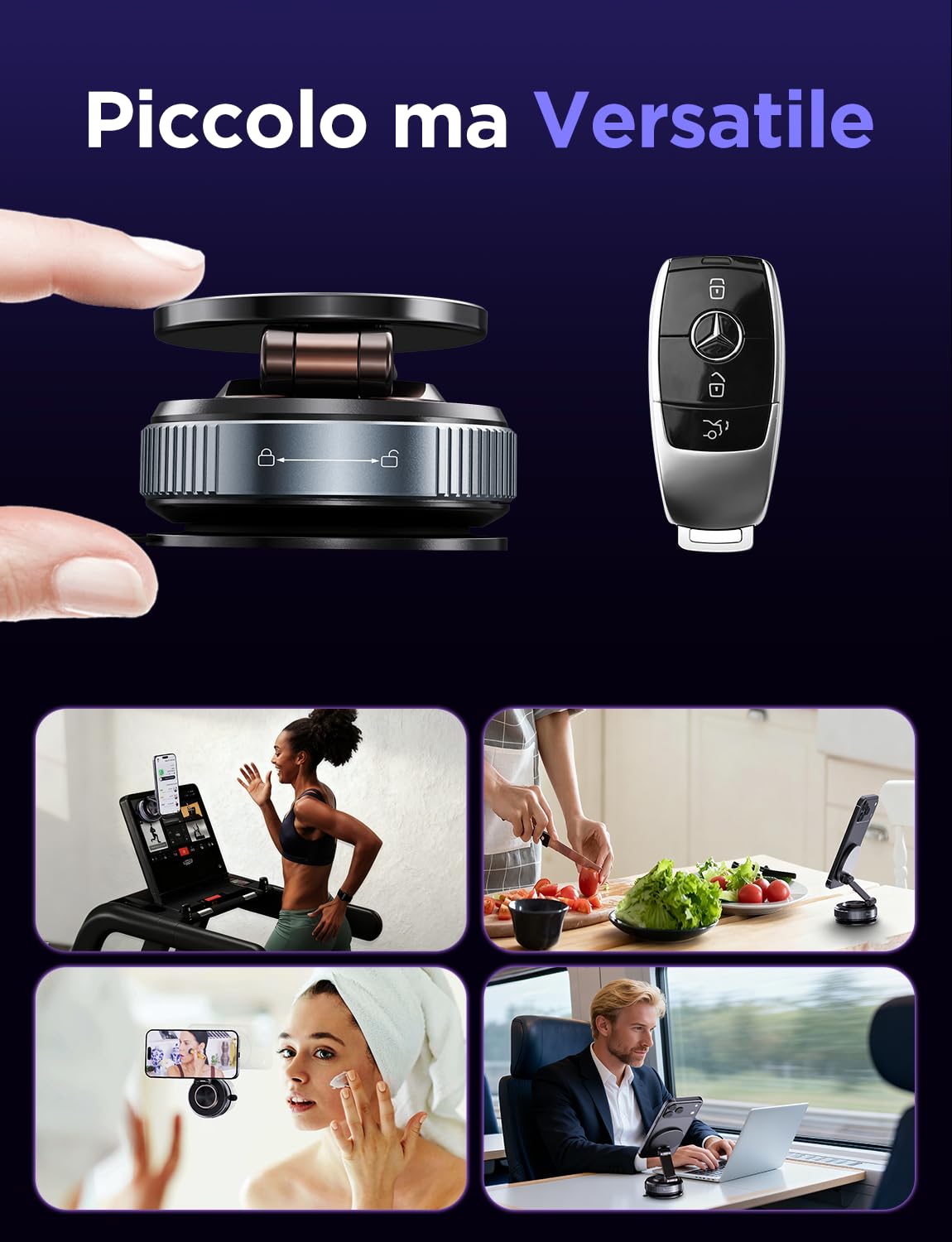 MSXTTLY Supporto Telefono Auto, Vmag-S2 2026 Supporto Magnetico a Vuoto, Forte Aspirazione, Rotazione 360°, Compatibile con iPhone 17-12 Pro MAX e Android Nero