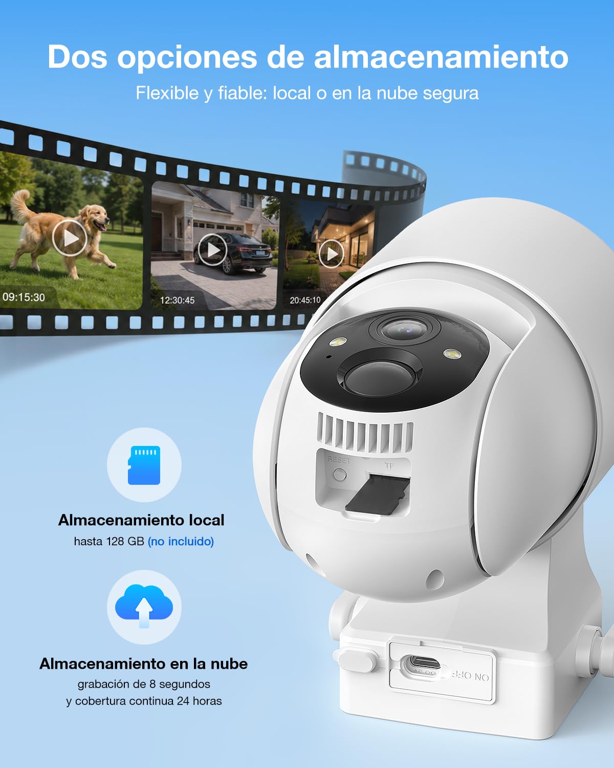 Tical 4MP Camara Vigilancia WiFi Exterior Solar sin Cable con Bbatería | 24/7 Grabación Continua Cámara de Seguridad con Panel Solare, AI Detección de Humana, IP66 con Wi-Fi 2,4 GHz