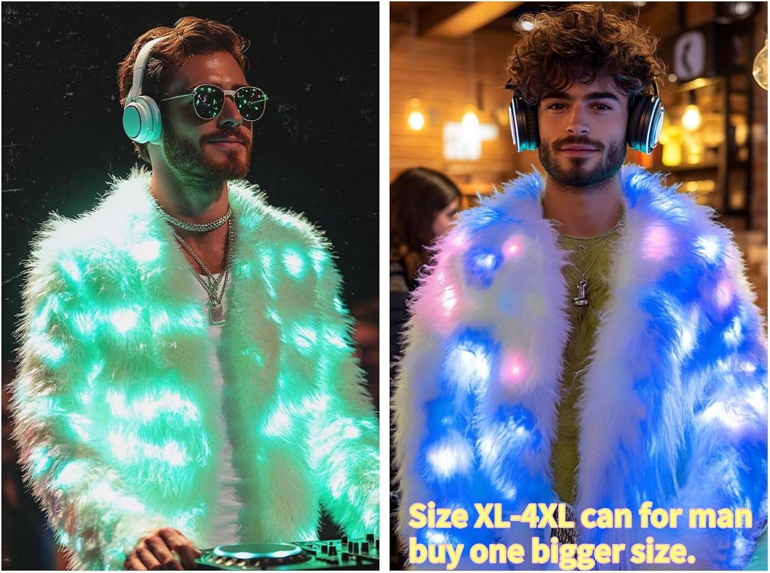 SHINYOU Women Faux Fur Jacket LED Light Up Jacket Halloween Chirstmas Music Festival Gift Winter Night Out Coat Plus Size¡­ - Image 5