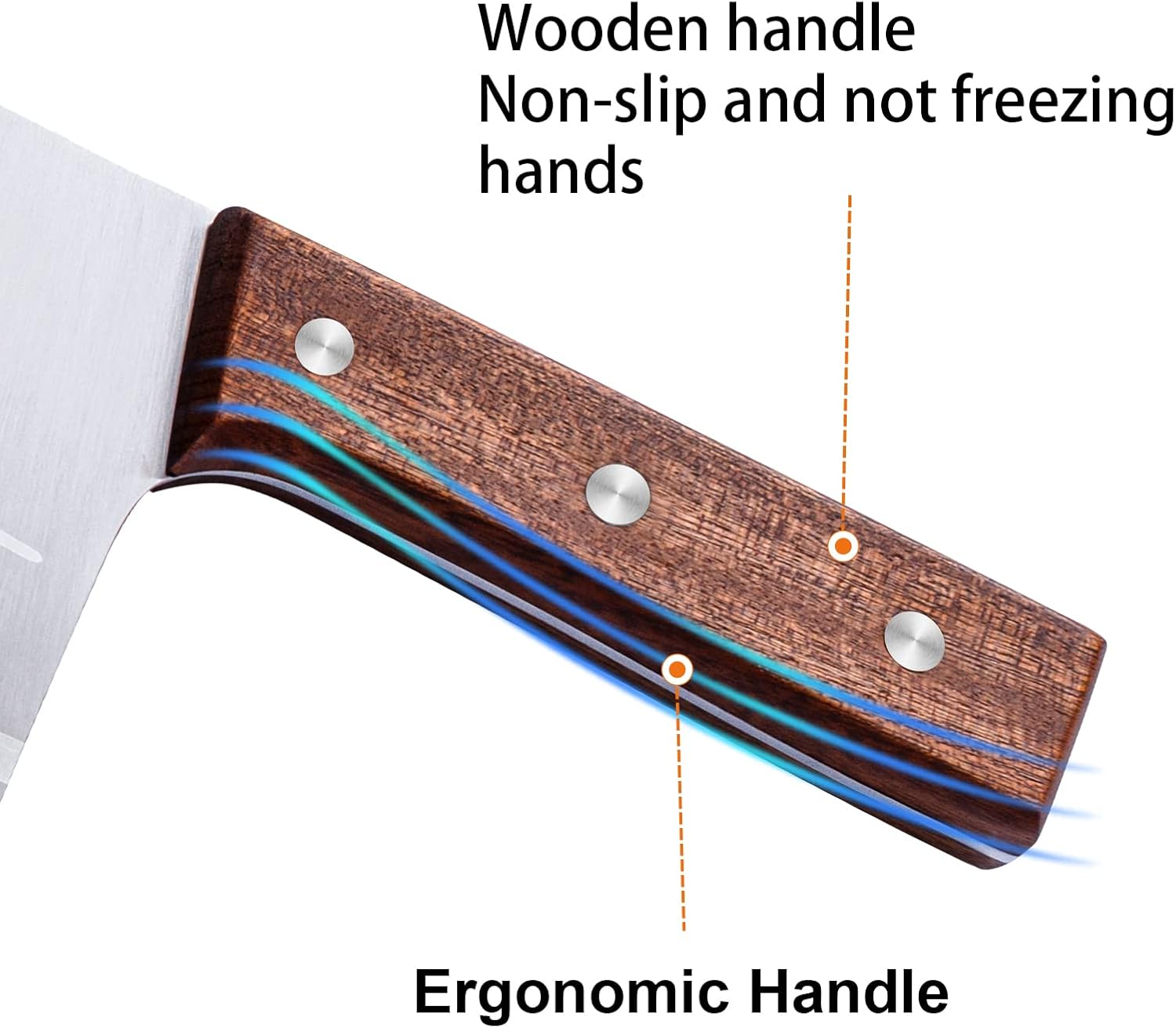 Professional Chinese Chef's Knife, Ultra Sharp Meat Cleaver 7.7 Inch, Full-tang Chopping Knife, 40Cr13 Steel Blade Thickness 3 mm, TJ SEGA Series TC16019