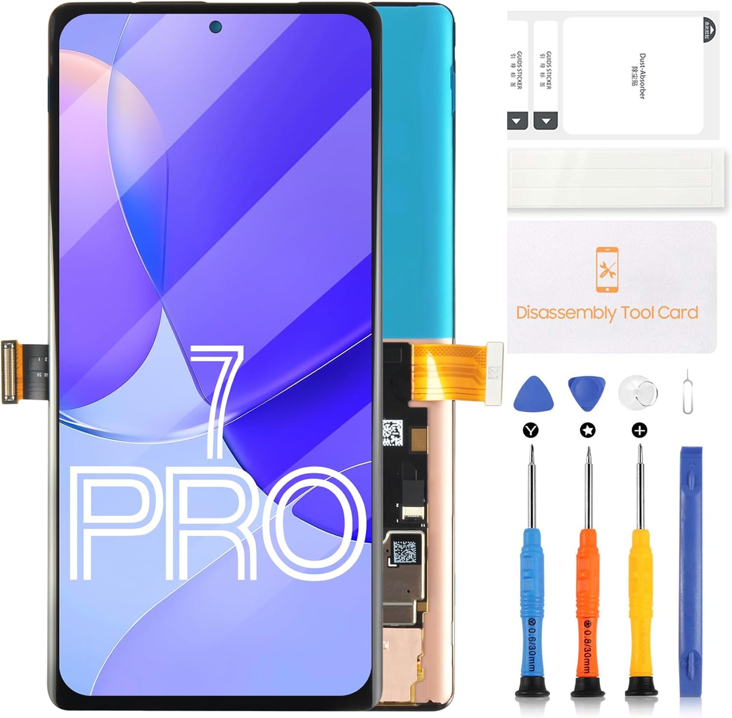 OLED for Google Pixel 7 Pro 5G Screen Replacement for Google Pixel 7 Pro 5G GP4BC GE2AE LCD Display Touch Screen Digitizer Full Assembly No Fingerprint Cable (Black no Frame)