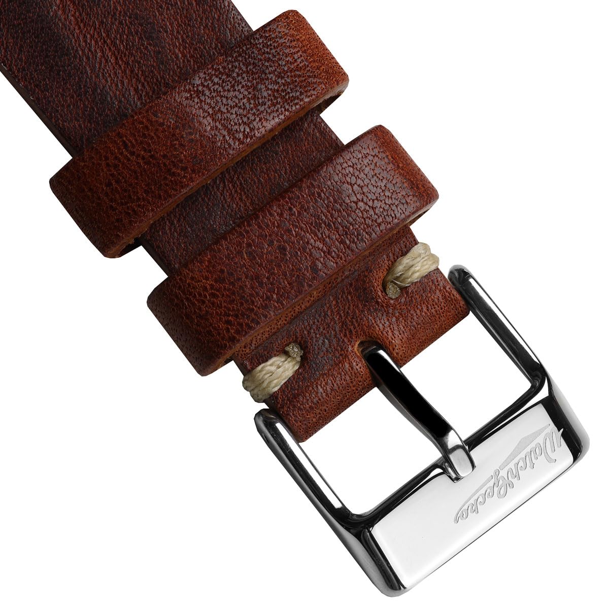 WatchGecko Einfaches, handgefertigtes Lederarmband | Zertifiziertes Ersatzarmband aus echtem italienischem Leder, Vintage-Stil, doppelte Naht, einfach anzubringen