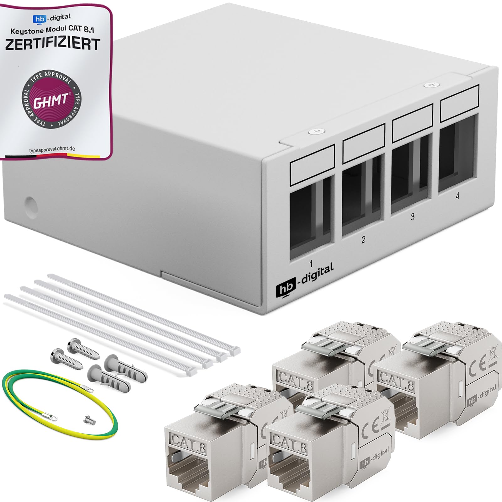HB-DIGITAL SET: Patchpanel Gehäuse für Keystone Module + Keystone RJ45 Buchse Jack für Netzwerkinstallation kompatibel mit Verlegekabel LAN Ethernet | SCHWARZ