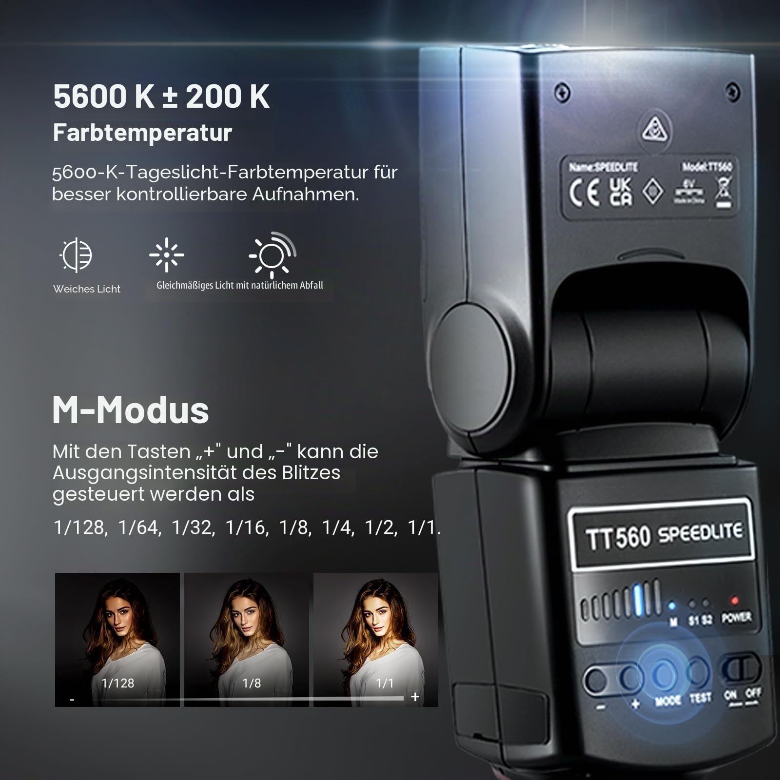NEEWER TT560 Kamera Blitz Flash Speedlite kompatibel mit Canon Sony Nikon Panasonic Fuji DSLR mit universellem Einzelkontakt Hot Shoe, Speedlight kompatibel mit Sony ZV1, Nicht für ZV-1F, kein TTL