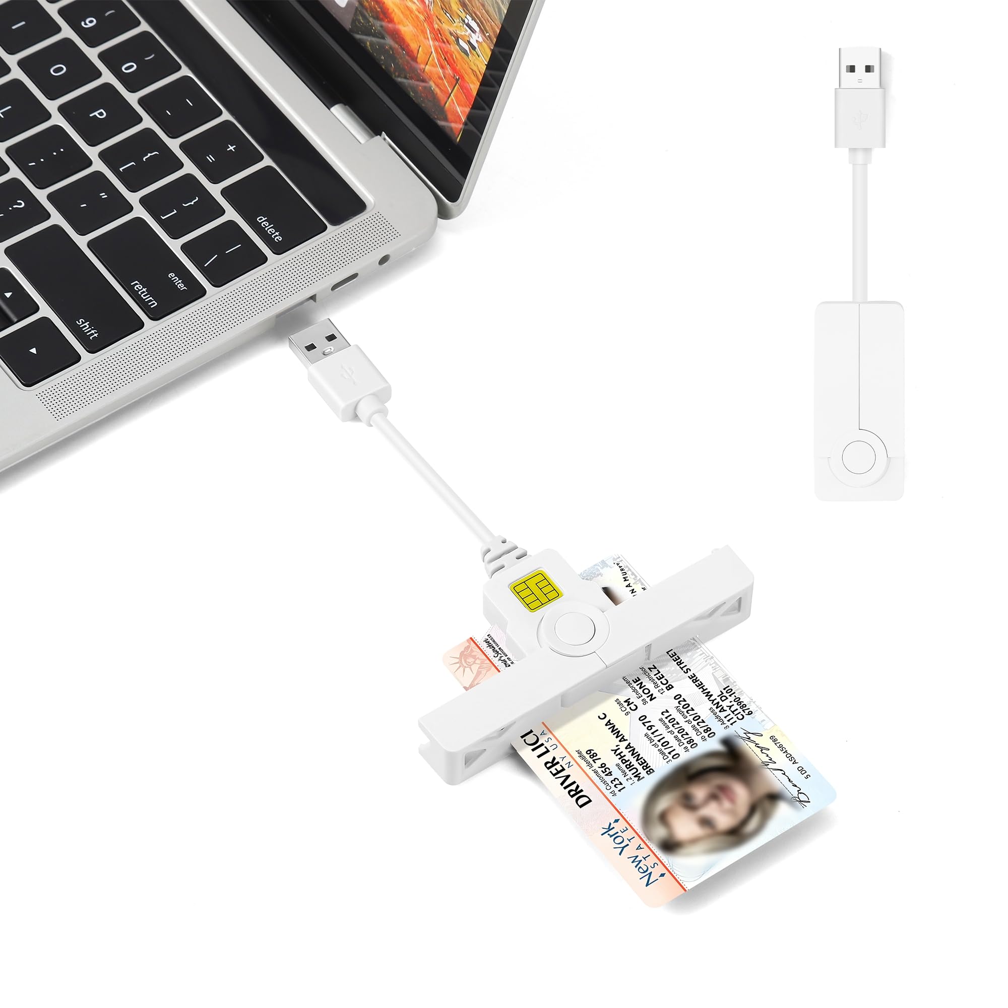ID Card Reader, 2-in-1 Foldable Smart Card Reader, CAC Smart Card Reader