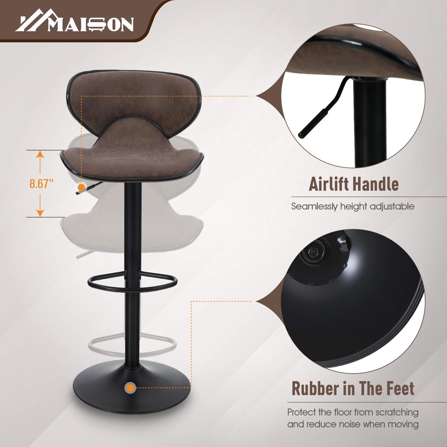 Buy Maison Counter Height Bar Stools Set of 2 Swivel Adjustable