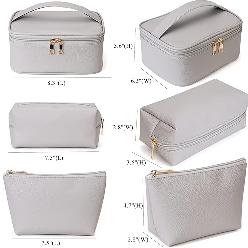 Miniatura 2 de FITINI Bolsa de maquillaje grande de viaje, bolsa de aseo grande, paquete de 3 unidades, bolsa organizadora de cosméticos portátil con estuche de