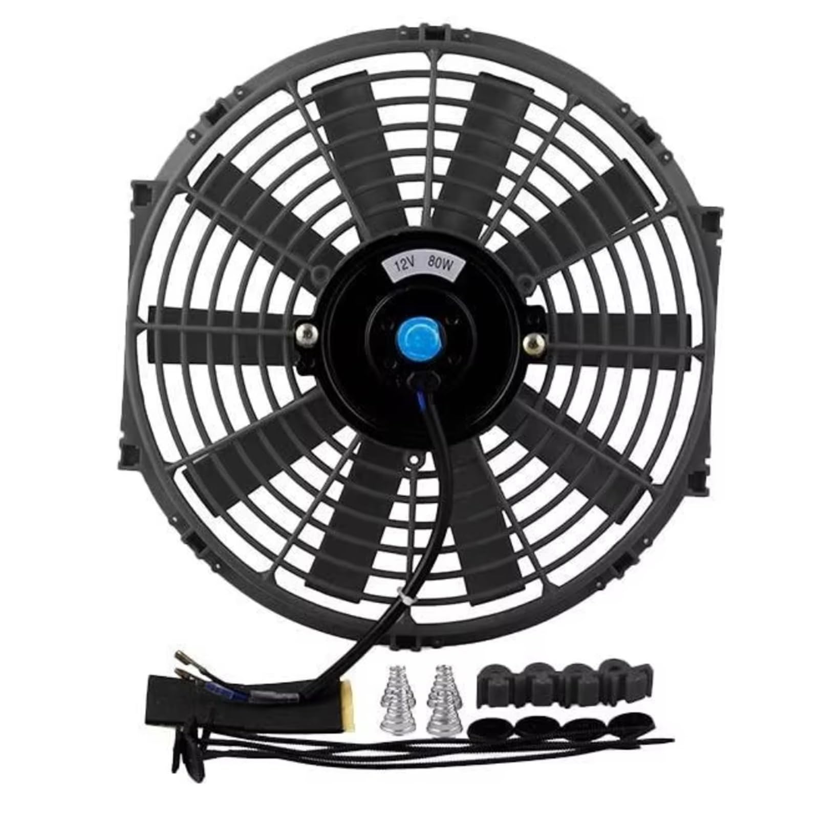 Motor coche Radiador eléctrico Ventilador Refrigeración Motor Aceite Aluminio Radiador Motor Universal Intercooler Enfriador Aceite Ventilador Empuje Refrigeración Lgado 12 14 Pulgadas 12V(12Inch)