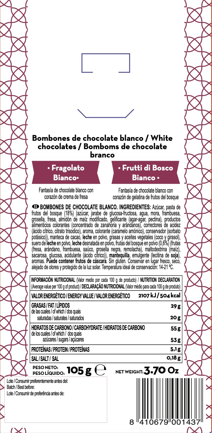 TRAPA | Surtido de Bombones de Chocolate Blanco | Caja de 2 Sabores, 105 g | Sin Gluten y Sin Aceite de Palma