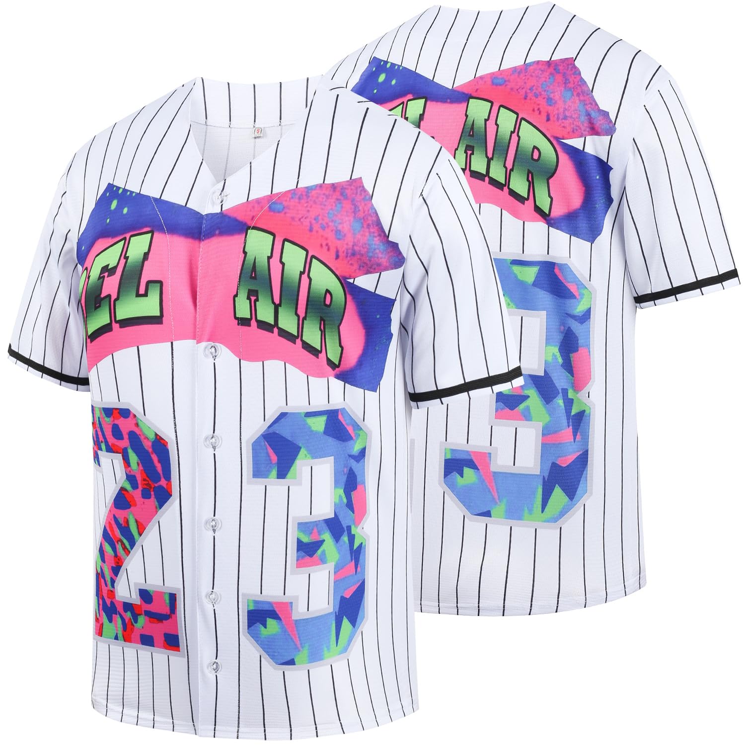 Afuby 90s Clothing for Women,Unisex Hip Hop Outfit for Party,Bel Air Baseball Jersey