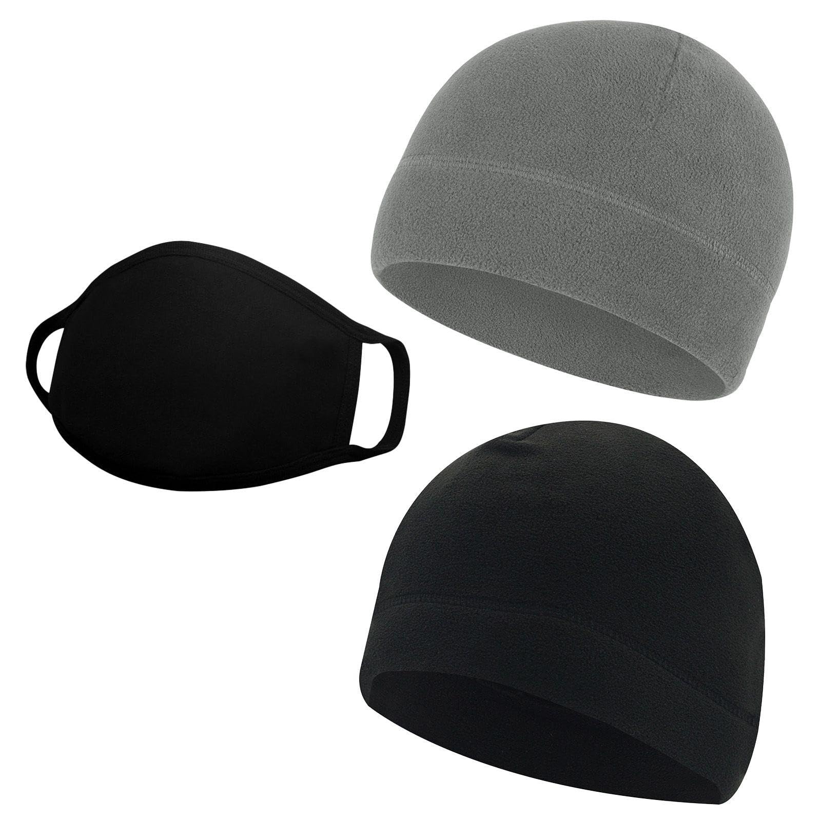WUFGWBD 2 Woolen Hats and 1 Warm Mask, Winter Cold-Proof and Warm Suit, Soft and Skin-Friendly Fleece, Suitable for Outdoor Activities and Daily Commuting. Black