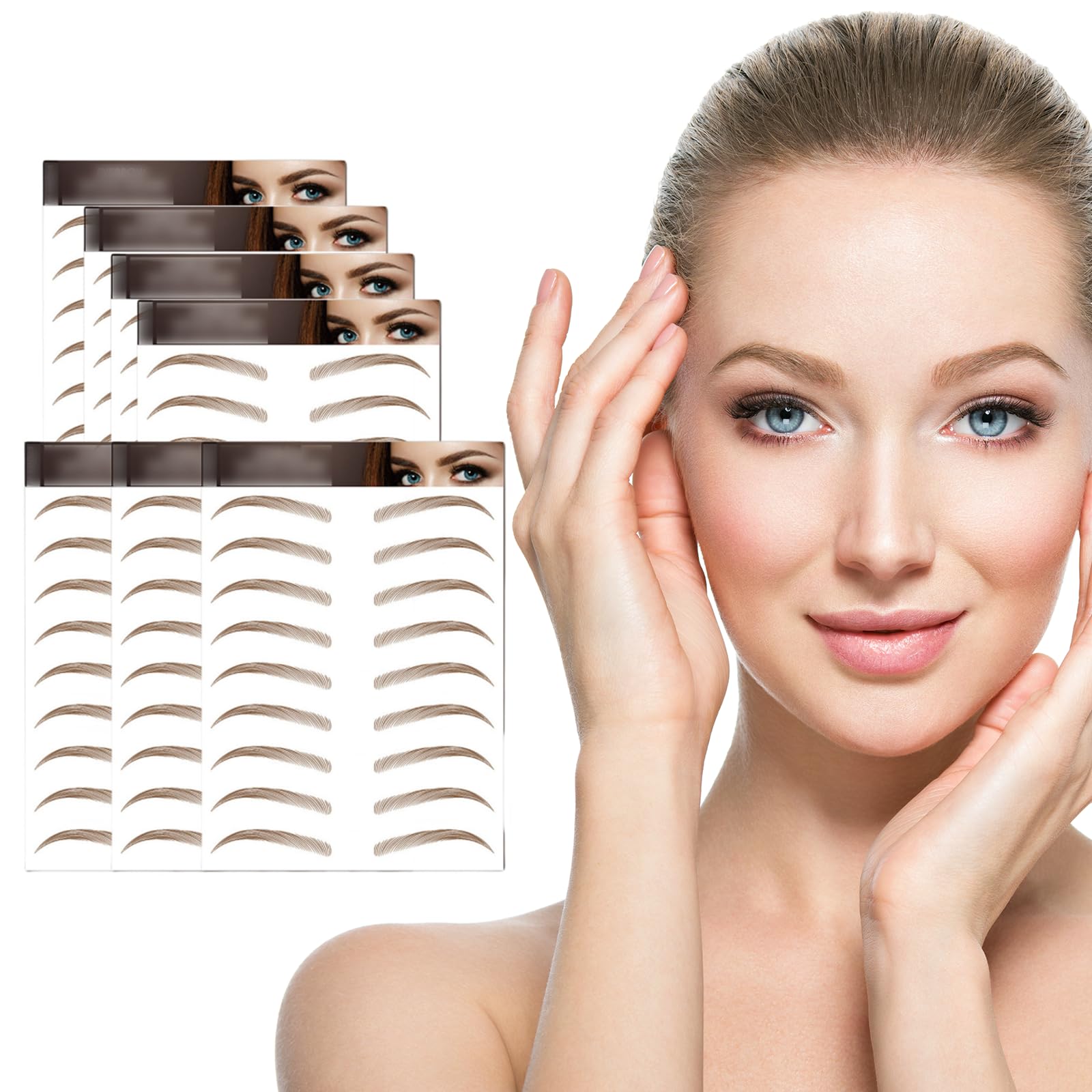 AWAVM 7Sheets/77Pairs 4D Hair-Like Tattoo Stickers Waterproof Natural Fake Eyebrow Stickers,Long Lasting Eyebrow Grooming Shaping Perfect for Women and Girls (Brown-16)