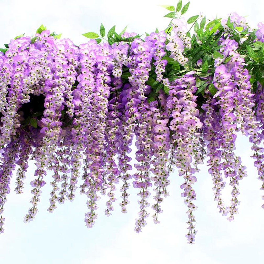 12pcs/lot Artificial 110CM home decor Wisteria silk flower holiday decoration weddings events simulation flower(Purple)