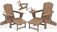 Vista 10 de KINGYES Silla Adirondack Plegable Ajustable con Reposapiés y Organizador de Reposabrazos Multifuncional 4 en 1, Silla Reclinable Adirondack Plegable