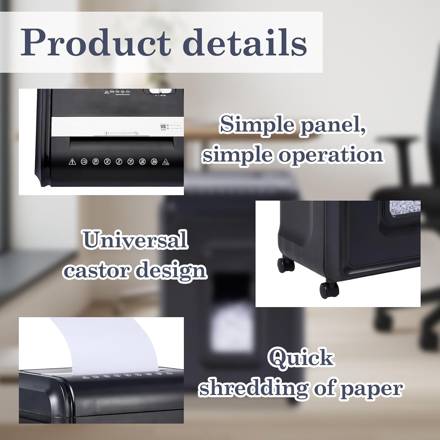 18‑Sheet Micro‑Cut Paper Shredder for Home Office – P‑4 Security, 30‑Min Continuous Run, 7‑Gallon Bin, Portable on 360° Casters, Anti‑Jam, Quiet Micro‑Cut Document Shredder