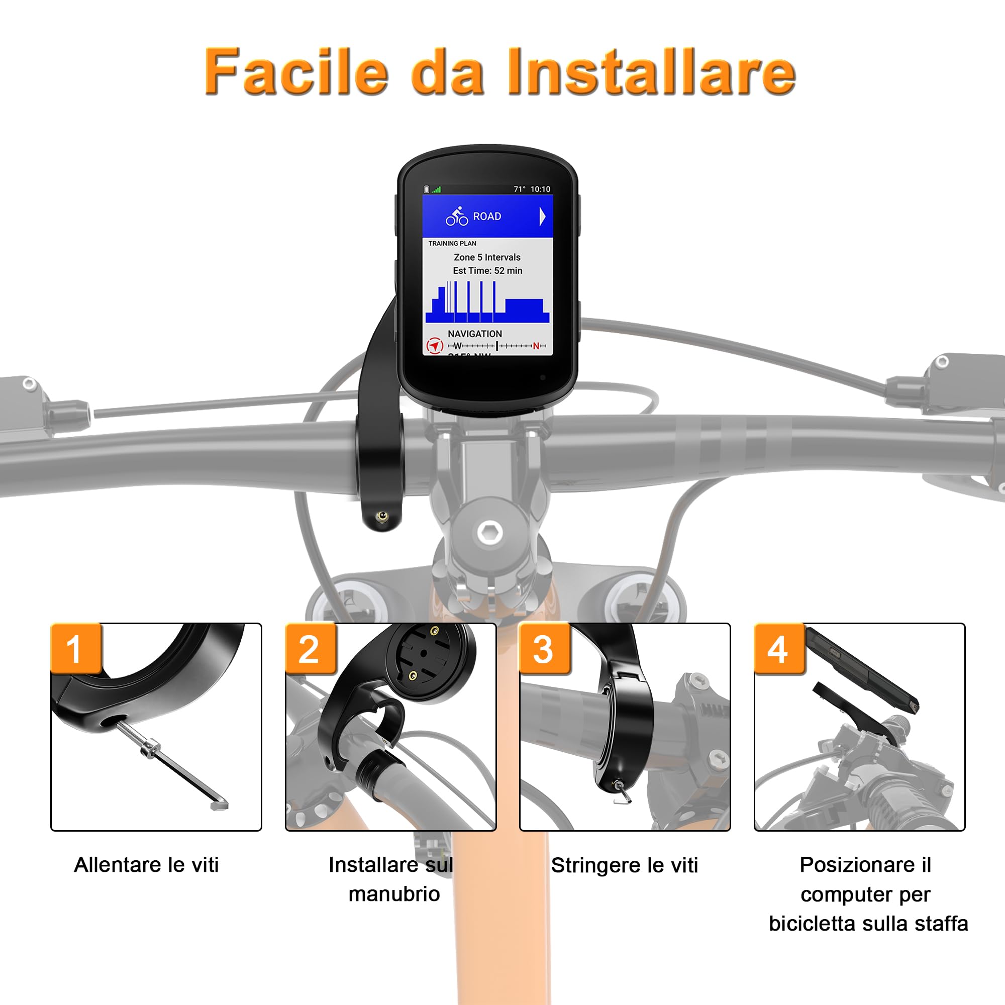 NICEDACK Supporto Per Bicicletta In Lega Alluminio – Compatibile Con Garmin Edge 500/520/540/830/1000/1030/1040 E Altri